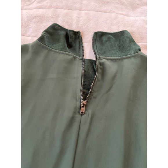 Simply Vera Vera Wang Mock Turtleneck XL Dark Green Sleeveless Chiffon Zip Back - Picture 4 of 7
